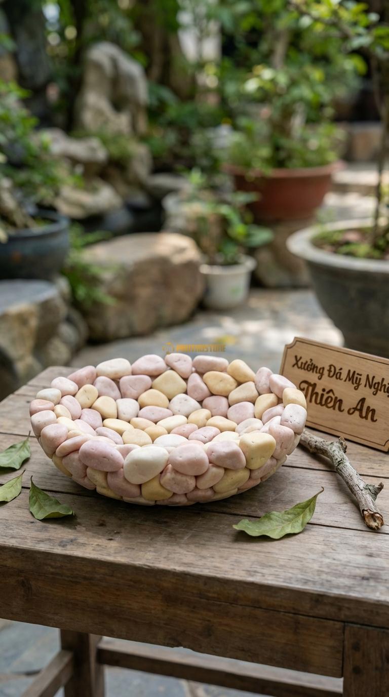 Sỏi Mix 2. Hồng quay, Vàng quay Tỉ lệ (50, 50). Size 7-9mm