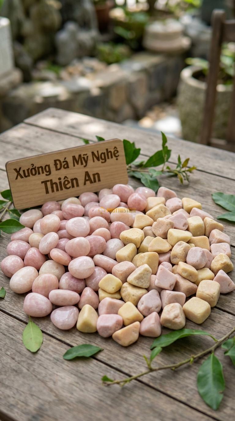 Sỏi Mix 2. Hồng quay, Vàng quay Tỉ lệ (60, 40). Size 1-2cm