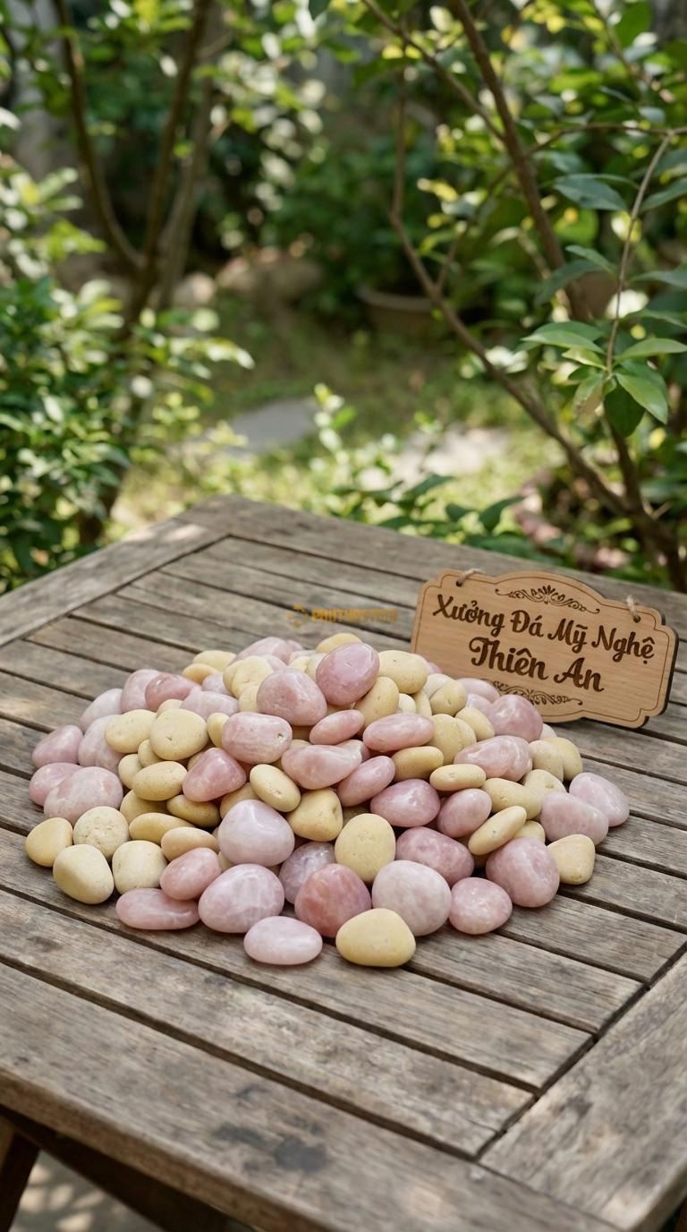 Sỏi Mix 2. Hồng quay, Vàng quay Tỉ lệ (60, 40). Size 2-3cm