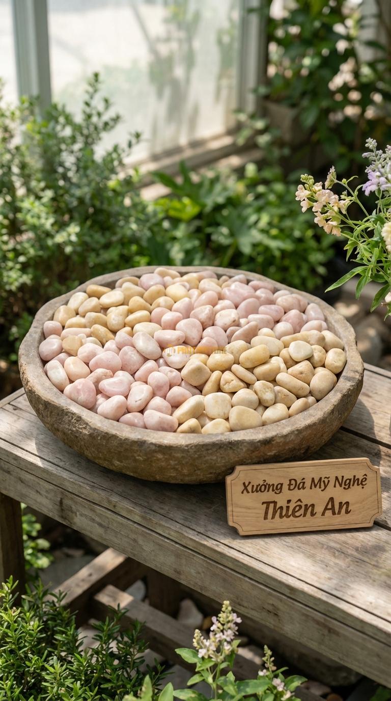 Sỏi Mix 2. Hồng quay, Vàng quay Tỉ lệ (60, 40). Size 2-4cm