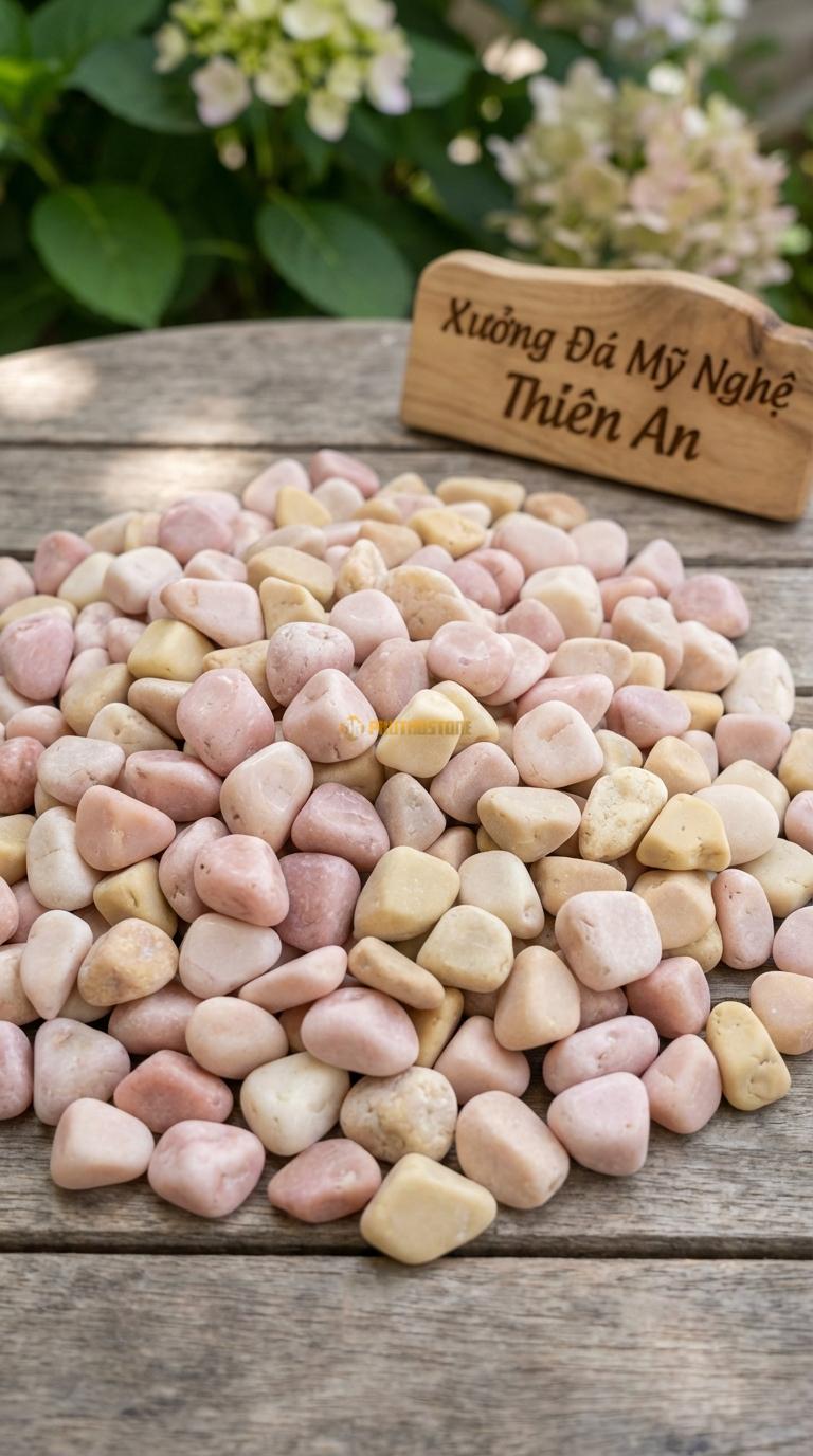 Sỏi Mix 2. Hồng quay, Vàng quay Tỉ lệ (60, 40). Size 7-9mm