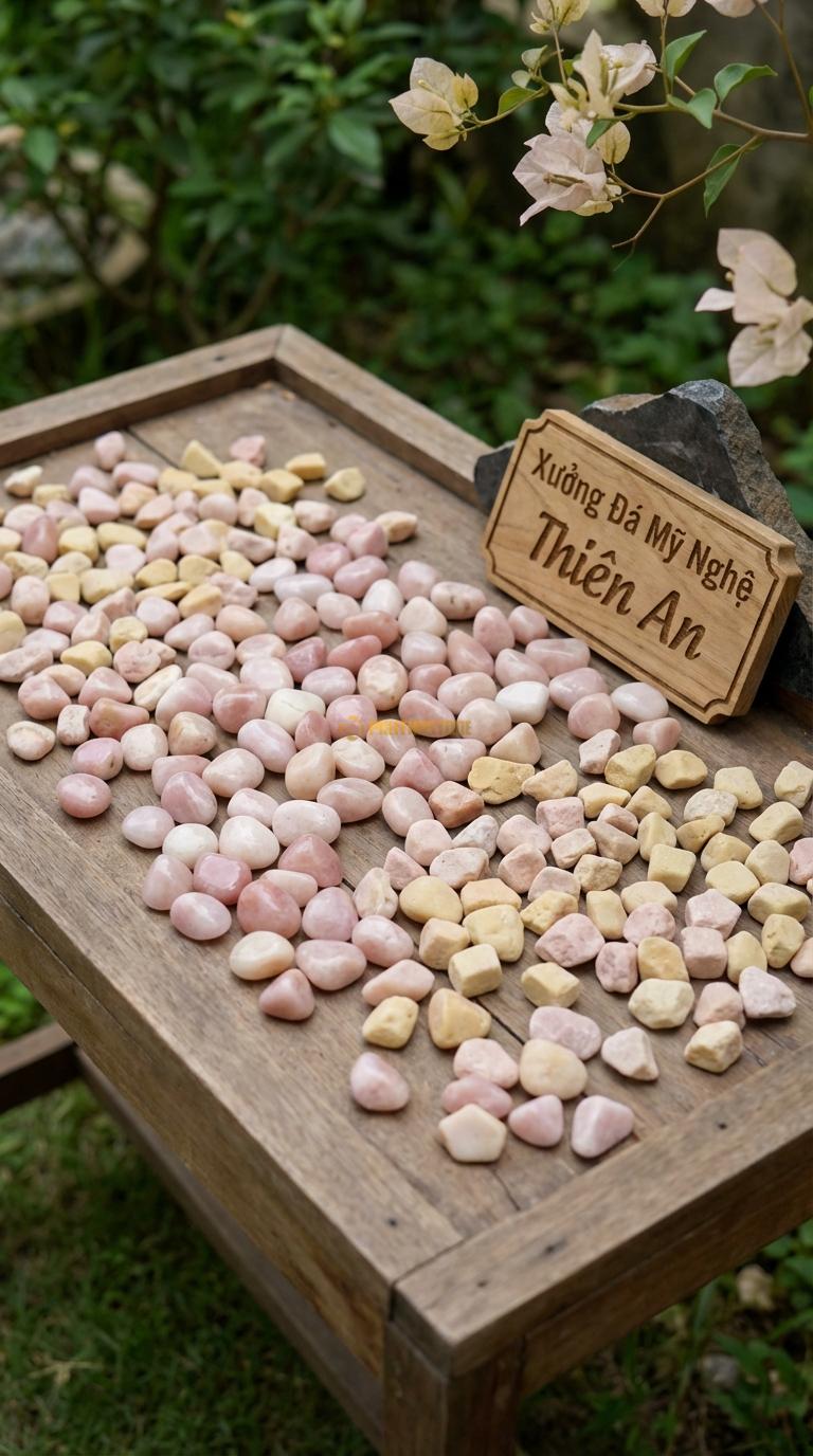 Sỏi Mix 2. Hồng quay, Vàng quay Tỉ lệ (70, 30). Size 1-2cm