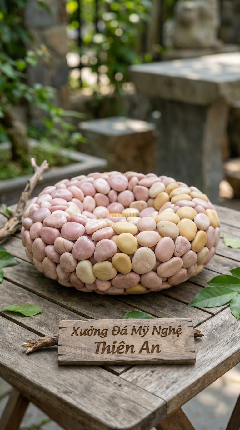 Sỏi Mix 2. Hồng quay, Vàng quay Tỉ lệ (70, 30). Size 2-3cm