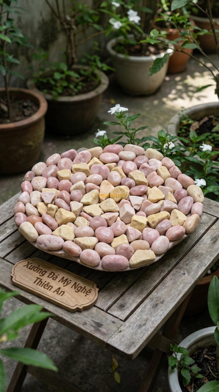 Sỏi Mix 2. Hồng quay, Vàng quay Tỉ lệ (70, 30). Size 2-4cm