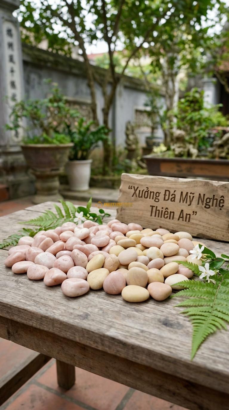 Sỏi Mix 2. Hồng quay, Vàng quay Tỉ lệ (70, 30). Size 3-5cm