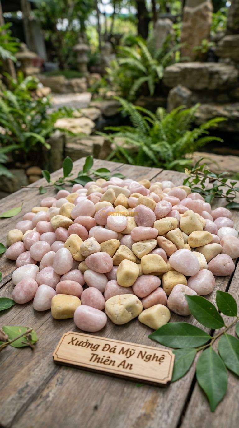 Sỏi Mix 2. Hồng quay, Vàng quay Tỉ lệ (70, 30). Size 3-5mm