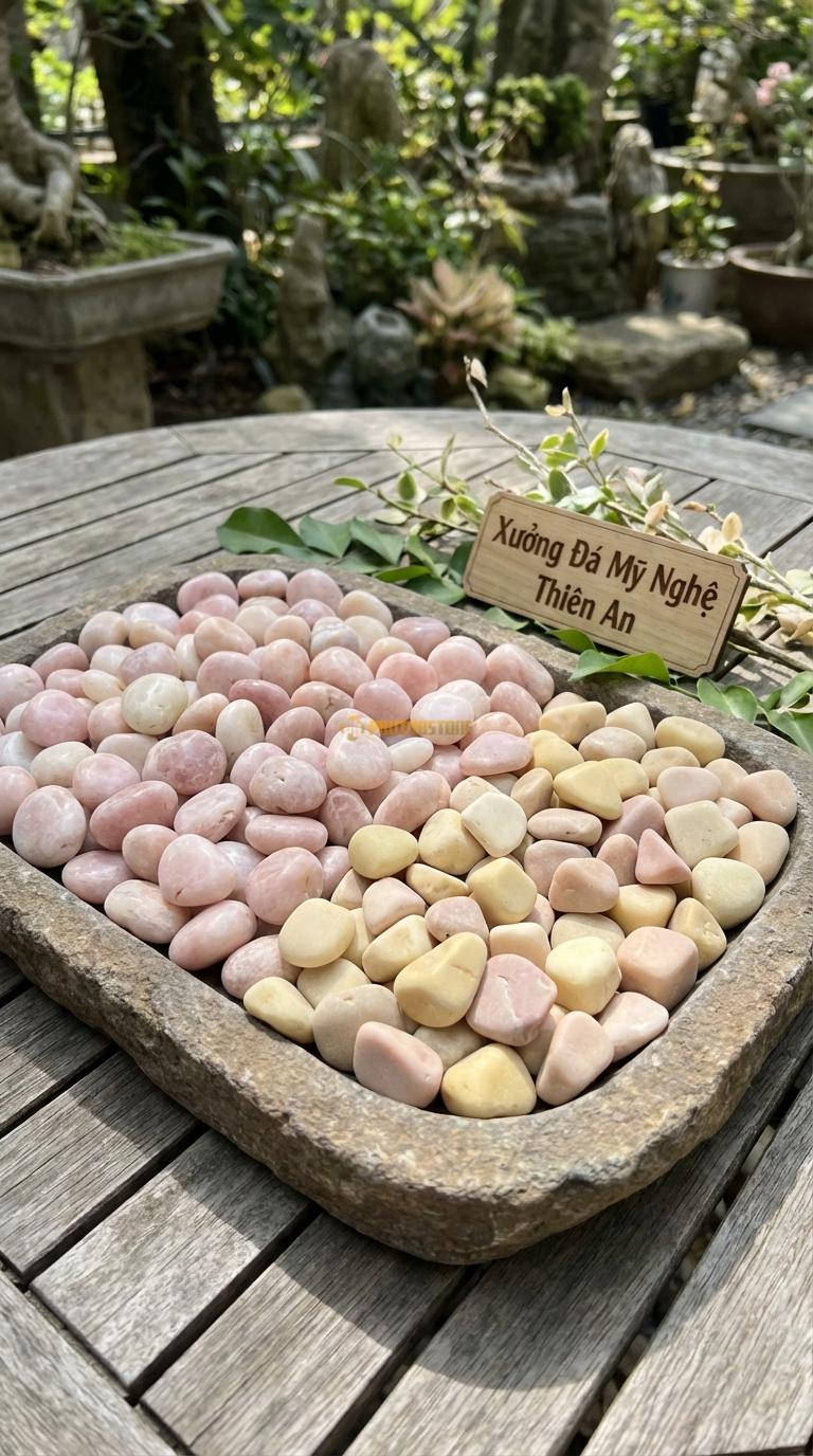 Sỏi Mix 2. Hồng quay, Vàng quay Tỉ lệ (80, 20). Size 1-2cm