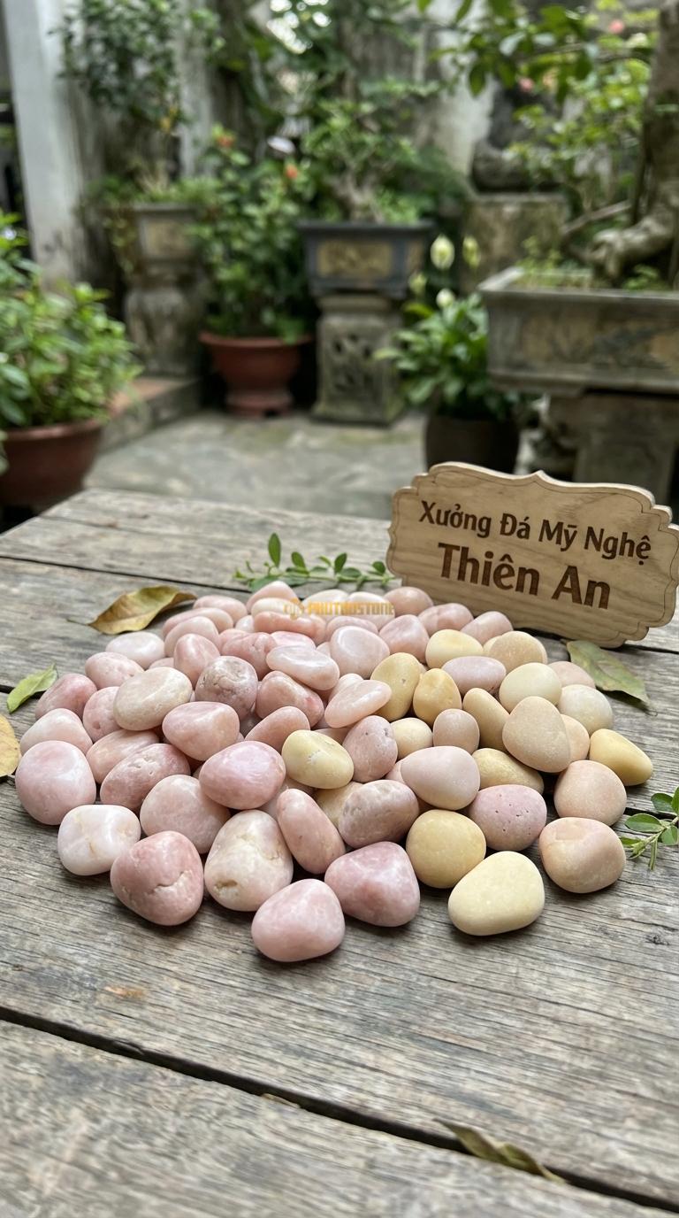 Sỏi Mix 2. Hồng quay, Vàng quay Tỉ lệ (80, 20). Size 2-4cm