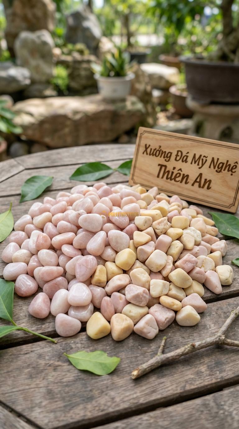 Sỏi Mix 2. Hồng quay, Vàng quay Tỉ lệ (80, 20). Size 7-9mm