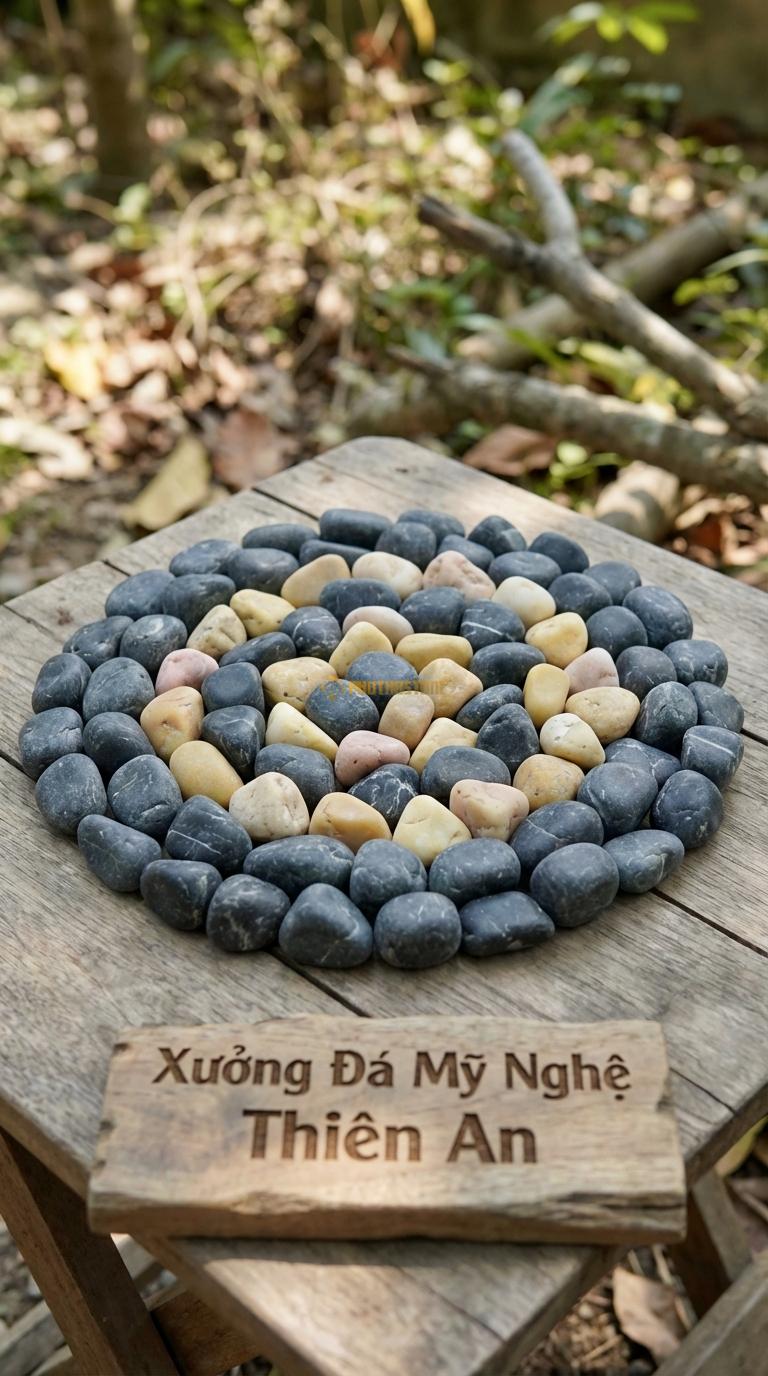 Sỏi Mix 2 loại sỏi đen quay, Vàng quay Tỉ lệ (80, 20). Size 2-3cm