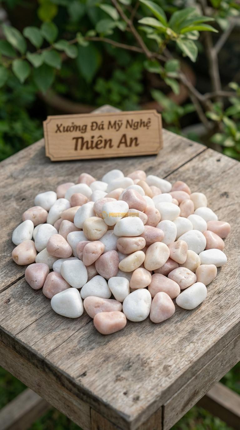 Sỏi Mix 2. Trắng quay, Hồng quay Tỉ lệ (50, 50). Size 1-2cm