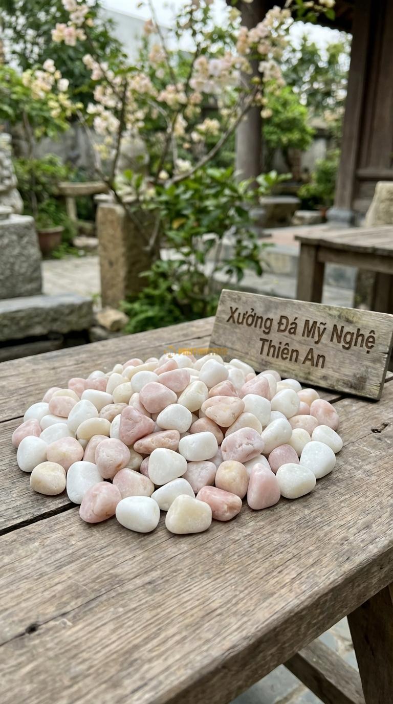 Sỏi Mix 2. Trắng quay, Hồng quay Tỉ lệ (50, 50). Size 2-3cm