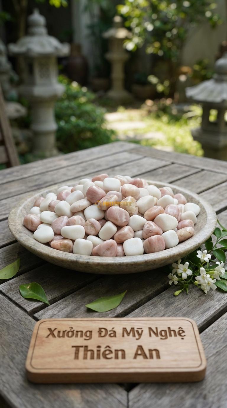 Sỏi Mix 2. Trắng quay, Hồng quay Tỉ lệ (50, 50). Size 3-5mm
