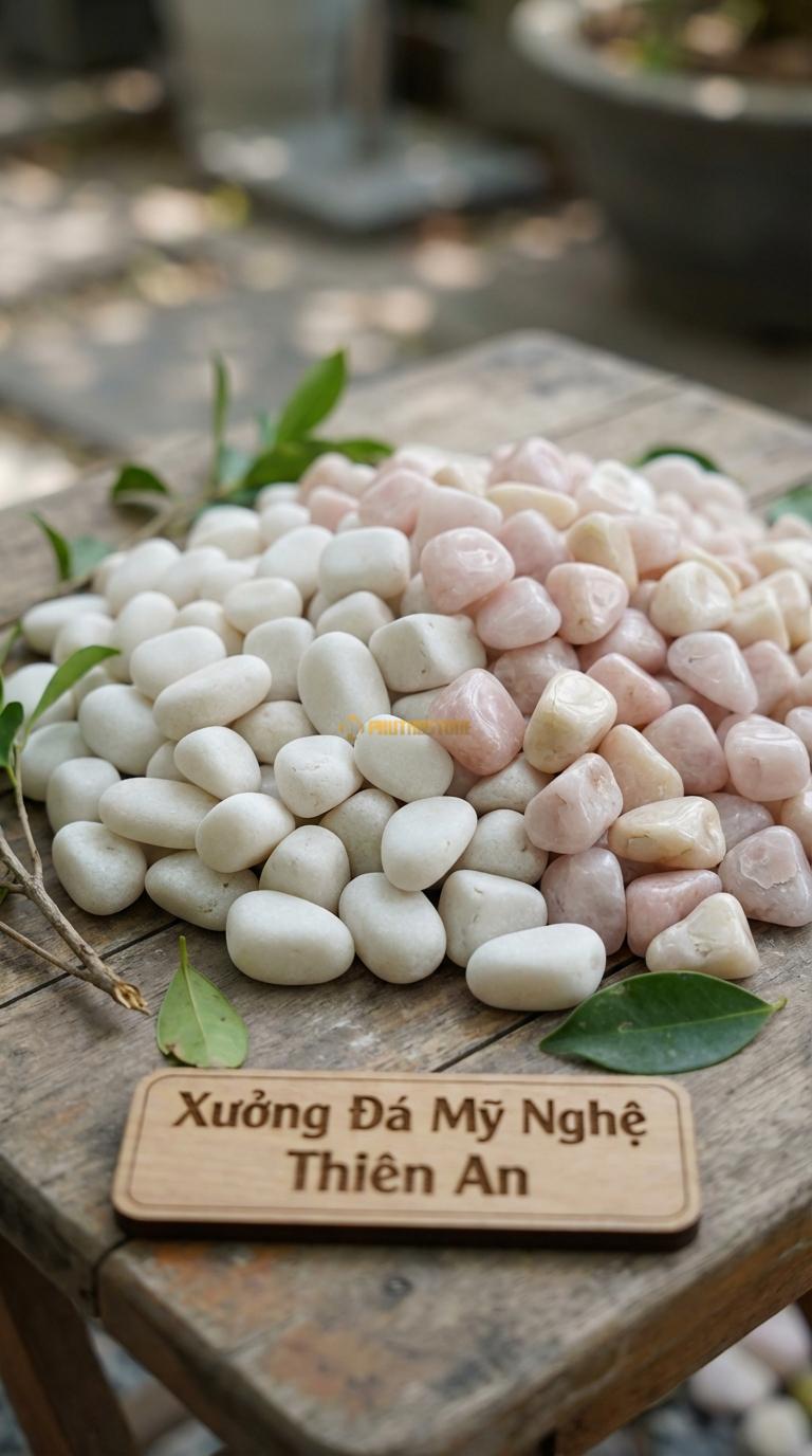 Sỏi Mix 2. Trắng quay, Hồng quay Tỉ lệ (60, 40). Size 3-5mm