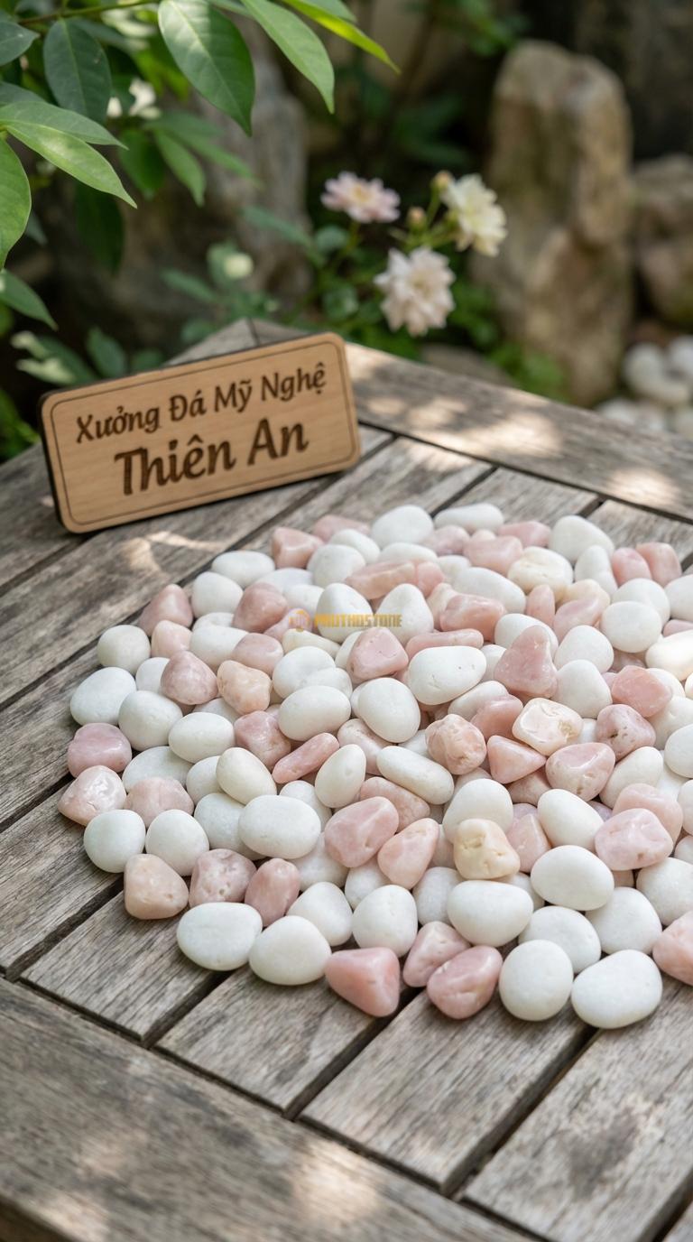 Sỏi Mix 2. Trắng quay, Hồng quay Tỉ lệ (70, 30). Size 3-5mm