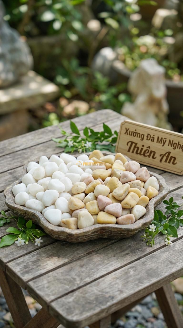 Sỏi Mix 2. Trắng quay, Vàng quay Tỉ lệ (50, 50). Size 2-4cm