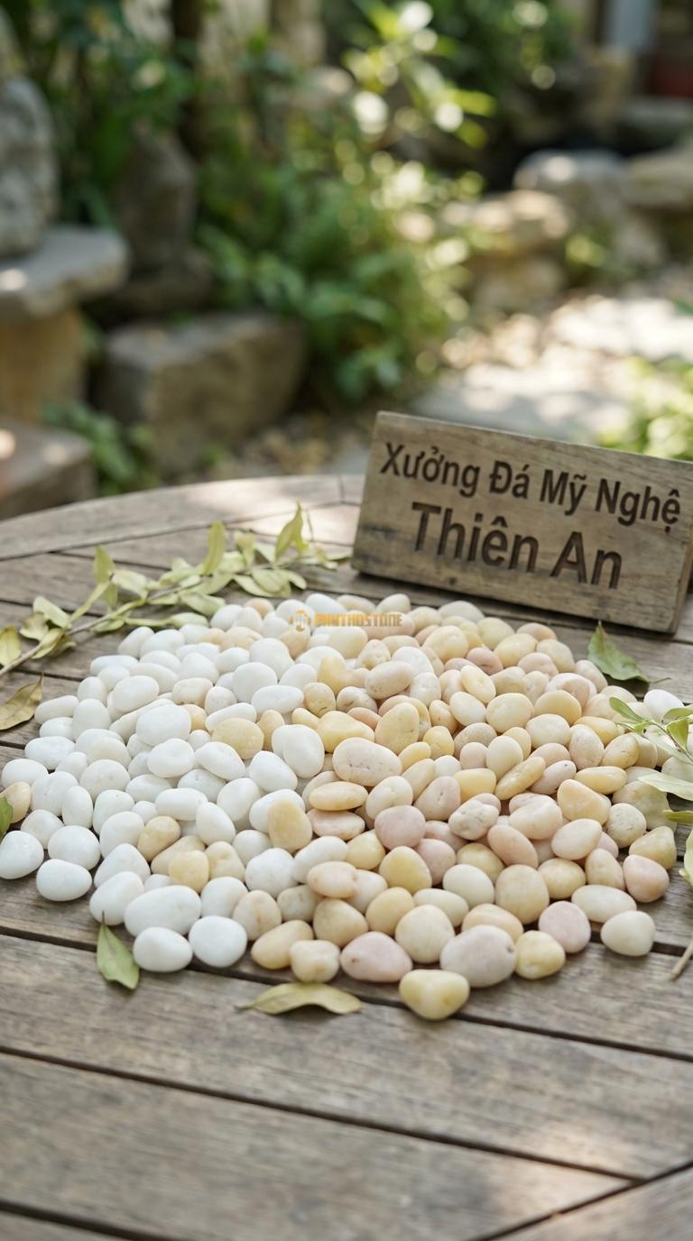Sỏi Mix 2. Trắng quay, Vàng quay Tỉ lệ (50, 50). Size 3-5mm