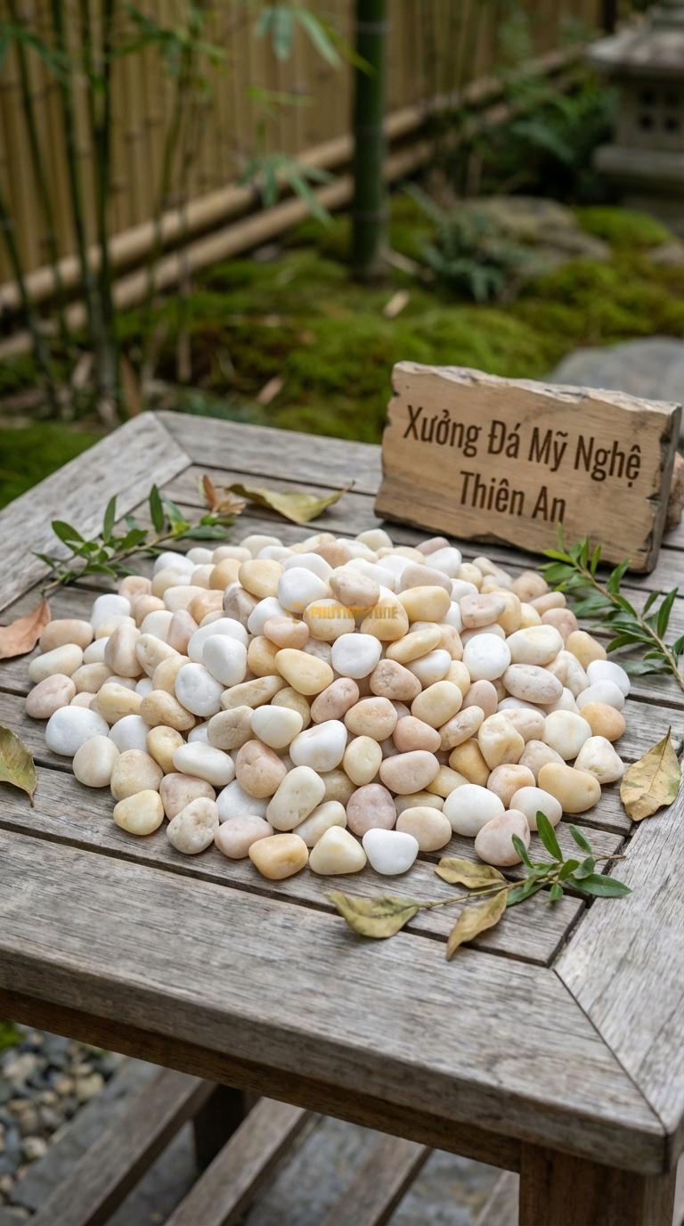 Sỏi Mix 2. Trắng quay, Vàng quay Tỉ lệ (50, 50). Size 7-9mm