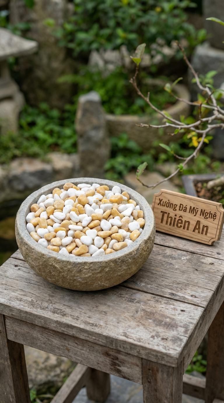 Sỏi Mix 2. Trắng quay, Vàng quay Tỉ lệ (60, 40). Size 1-2cm
