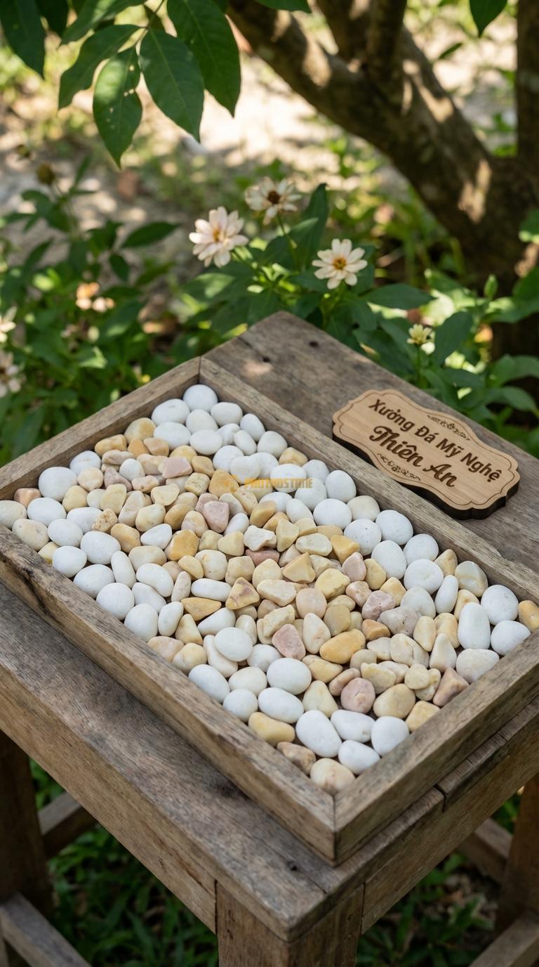 Sỏi Mix 2. Trắng quay, Vàng quay Tỉ lệ (60, 40). Size 7-9mm