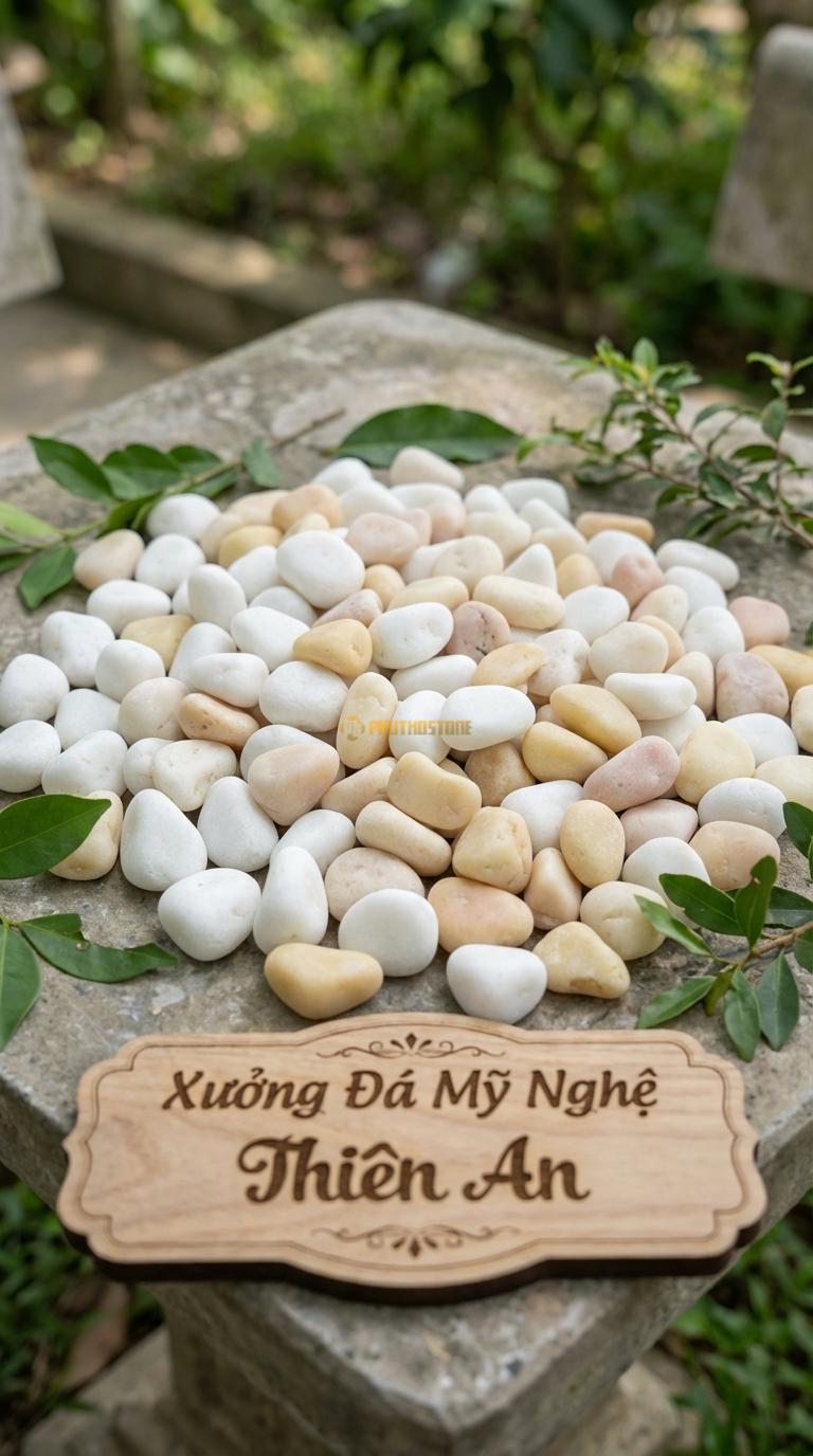 Sỏi Mix 2. Trắng quay, Vàng quay Tỉ lệ (70, 30). Size 1-2cm