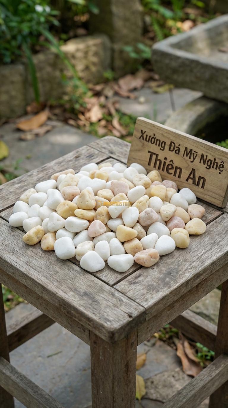 Sỏi Mix 2. Trắng quay, Vàng quay Tỉ lệ (70, 30). Size 2-4cm