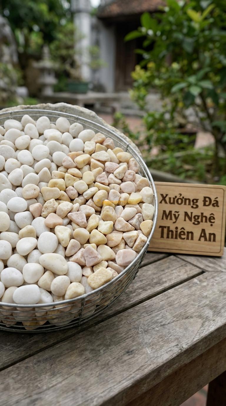 Sỏi Mix 2. Trắng quay, Vàng quay Tỉ lệ (70, 30). Size 7-9mm