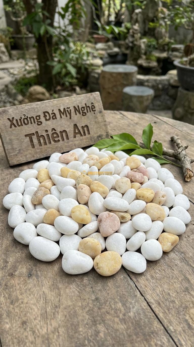Sỏi Mix 2. Trắng quay, Vàng quay Tỉ lệ (80, 20). Size 2-3cm