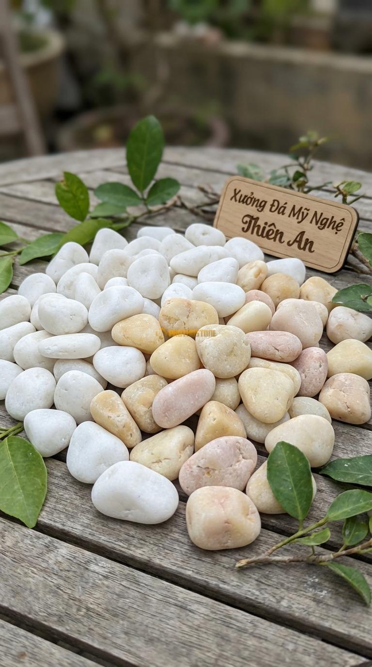 Sỏi Mix 2. Trắng quay, Vàng quay Tỉ lệ (80, 20). Size 3-5cm