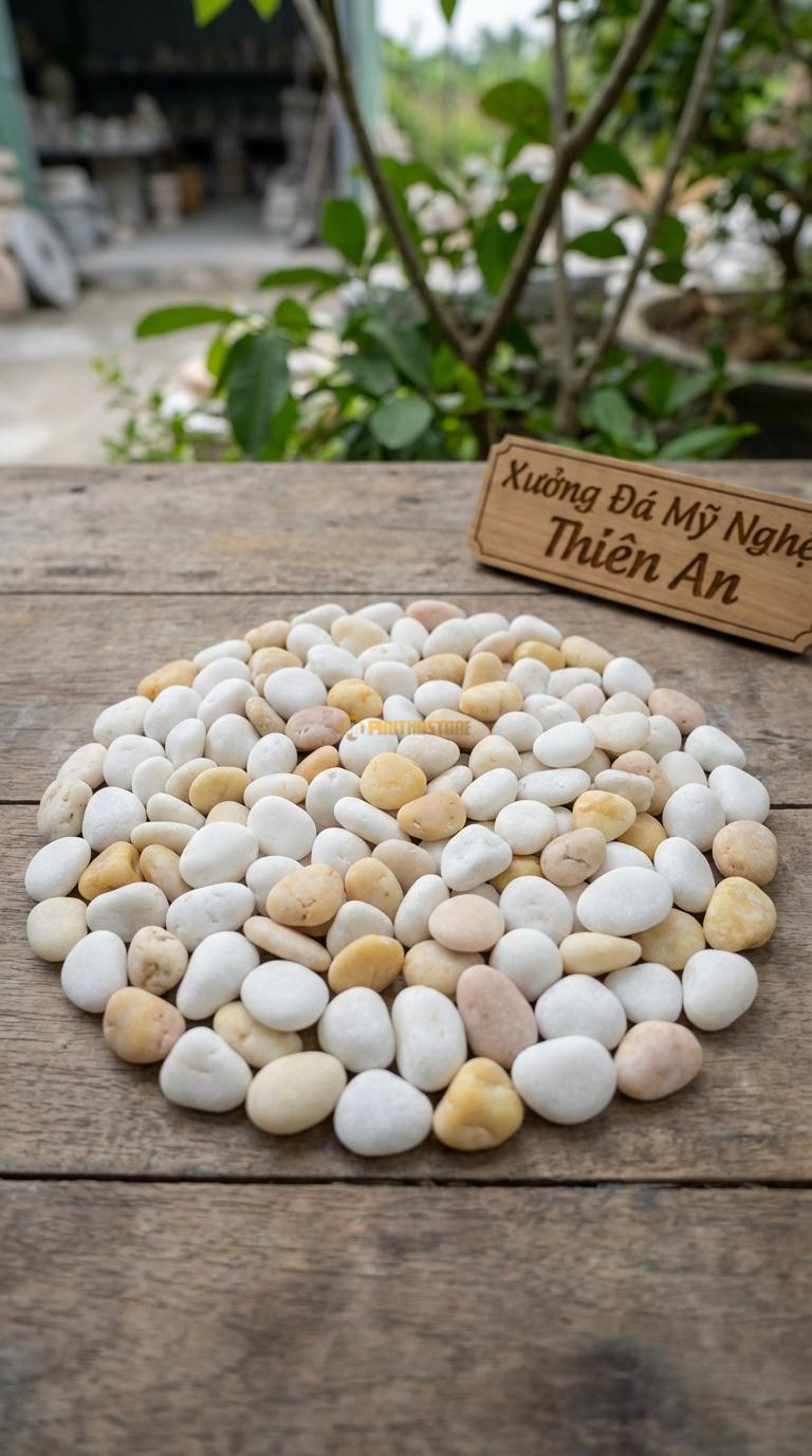 Sỏi Mix 2. Trắng quay, Vàng quay Tỉ lệ (80, 20). Size 3-5mm
