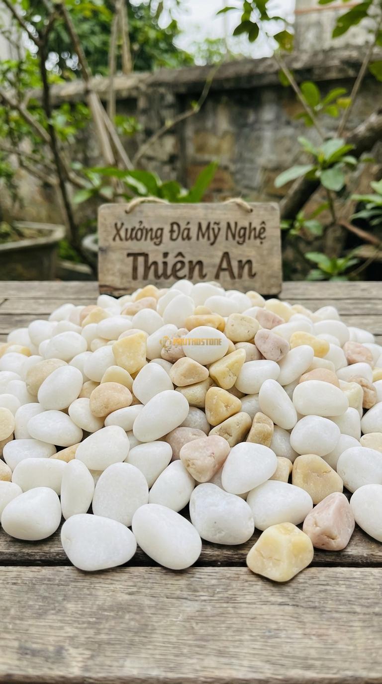Sỏi Mix 2. Trắng quay, Vàng quay Tỉ lệ (80, 20). Size 7-9mm