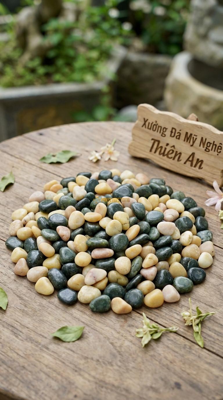 Sỏi Mix 2. Xanh rêu, Vàng quay Tỉ lệ (60, 40). Size 3-5mm