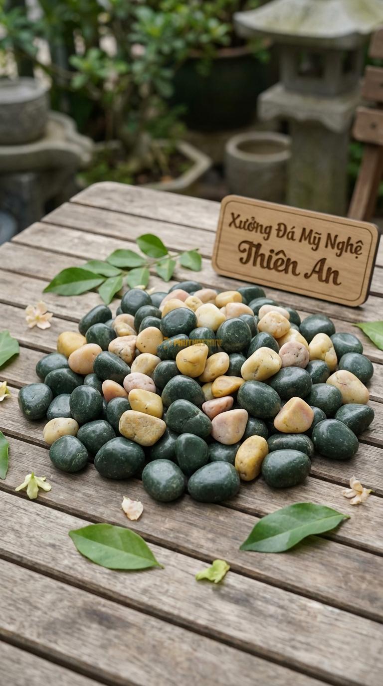 Sỏi Mix 2. Xanh rêu, Vàng quay Tỉ lệ (80, 20). Size 1-2cm