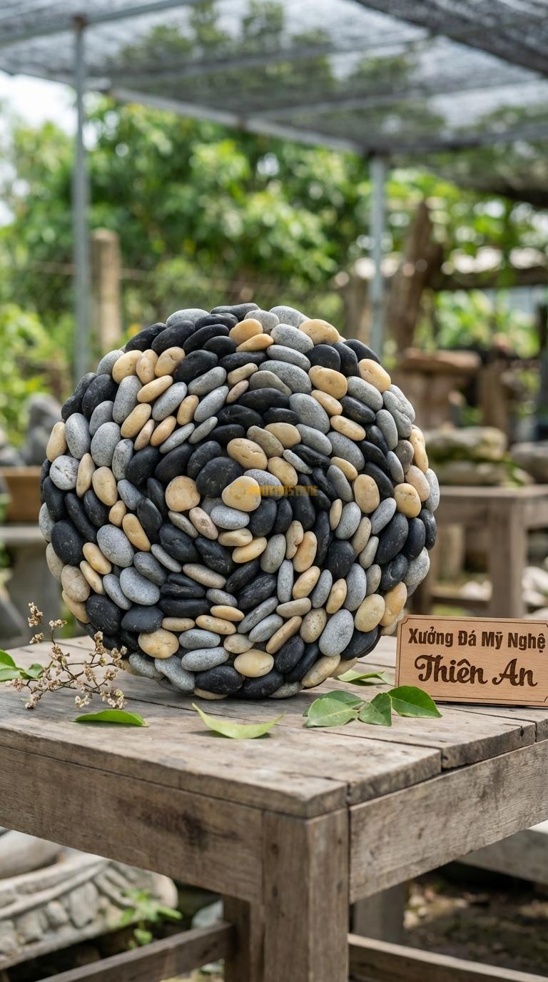 Sỏi Mix 3 loại sỏi đen quay, Ghi xám quay, Vàng quay Tỉ lệ (40, 35, 25). Size 7-9mm