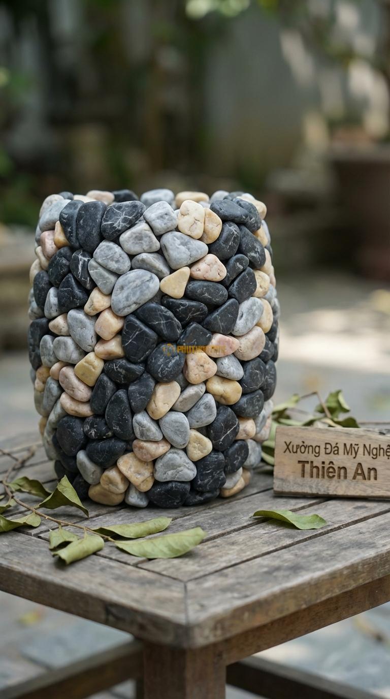 Sỏi Mix 3 loại sỏi đen quay, Ghi xám quay, Vàng quay Tỉ lệ (45, 30, 25). Size 3-5mm