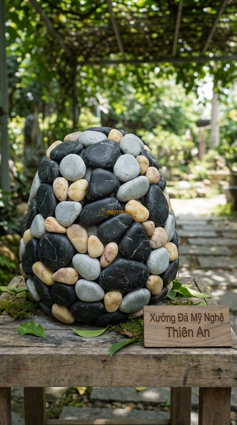 Sỏi Mix 3 loại sỏi đen quay, Ghi xám quay, Vàng quay Tỉ lệ (60, 25, 15). Size 7-9mm