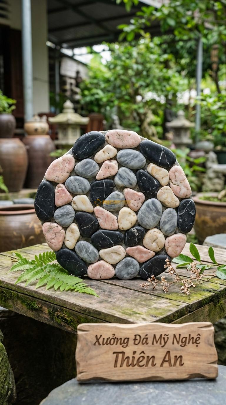 Sỏi Mix 3 loại sỏi đen quay, Hồng quay, Ghi xám quay Tỉ lệ (50, 30, 20). Size 2-4cm