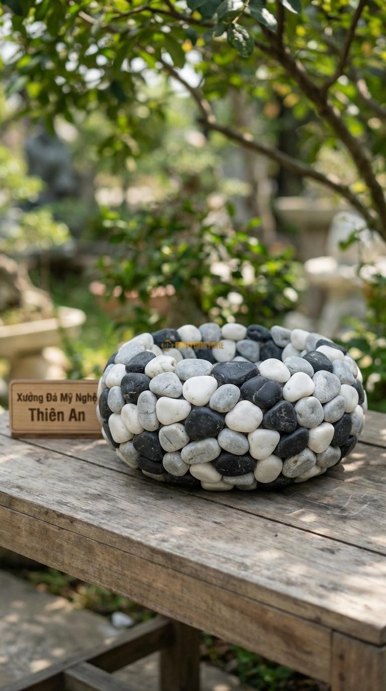 Sỏi Mix 3 loại sỏi đen quay, Trắng quay, Ghi xám quay Tỉ lệ (40, 35, 25). Size 2-4cm