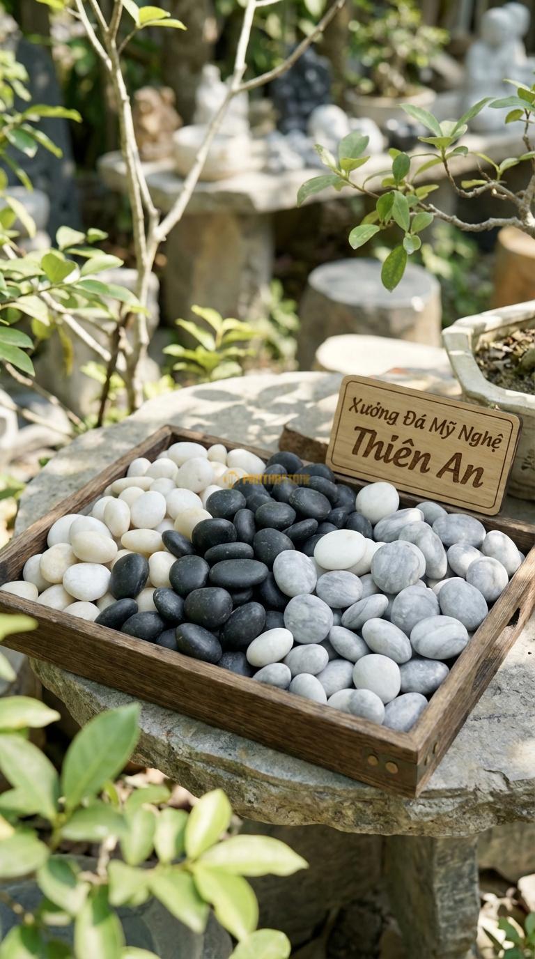 Sỏi Mix 3 loại sỏi đen quay, Trắng quay, Ghi xám quay Tỉ lệ (40, 35, 25). Size 2-3cm