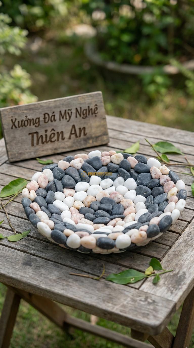 Sỏi Mix 3 loại sỏi đen quay, Trắng quay, Hồng quay Tỉ lệ (50, 30, 20). Size 7-9mm