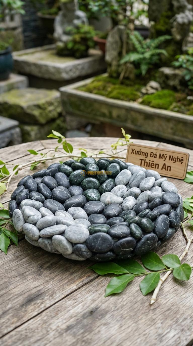 Sỏi Mix 3 loại sỏi đen quay, Xanh rêu, Ghi xám quay Tỉ lệ (45, 30, 25). Size 3-5mm