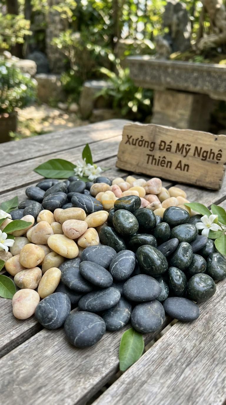Sỏi Mix 3 loại sỏi đen quay, Xanh rêu, Vàng quay Tỉ lệ (50, 30, 20). Size 3-5mm