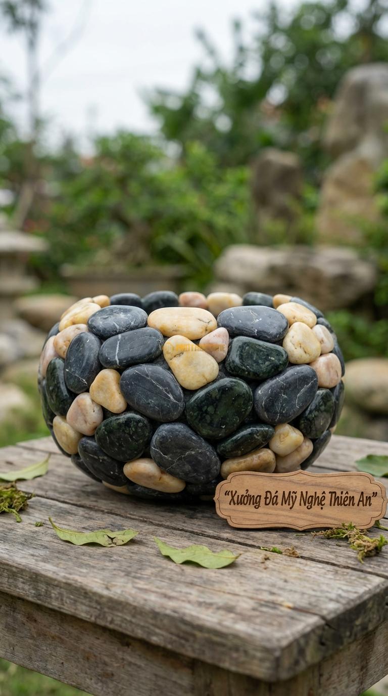 Sỏi Mix 3 loại sỏi đen quay, Xanh rêu, Vàng quay Tỉ lệ (50, 30, 20). Size 7-9mm