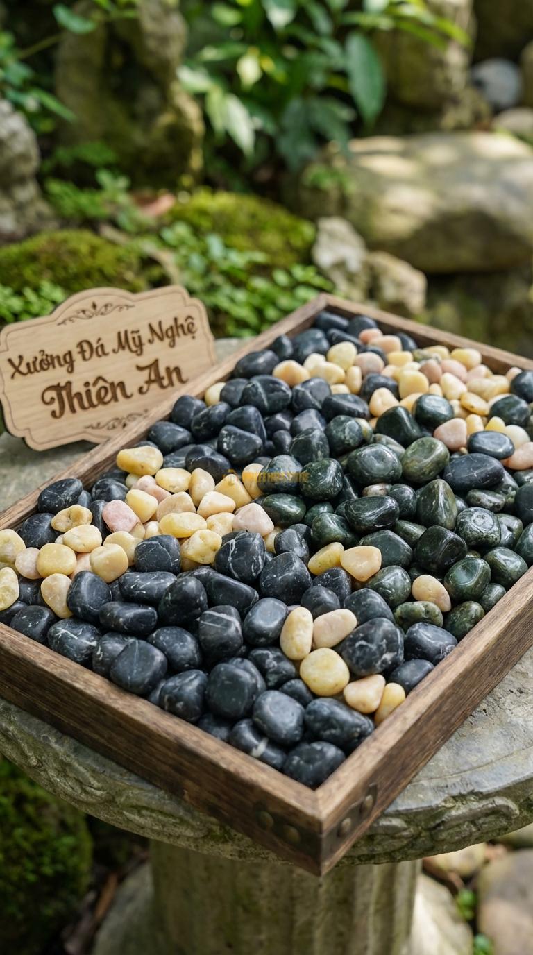 Sỏi Mix 3 loại sỏi đen quay, Xanh rêu, Vàng quay Tỉ lệ (60, 25, 15). Size 3-5mm