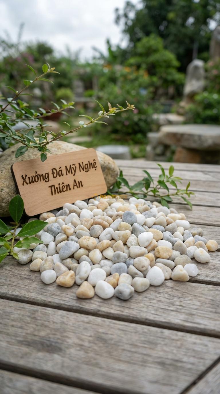 Sỏi Mix 3. Trắng quay, Ghi xám quay, Vàng quay Tỉ lệ (45, 30, 25). Size 3-5mm