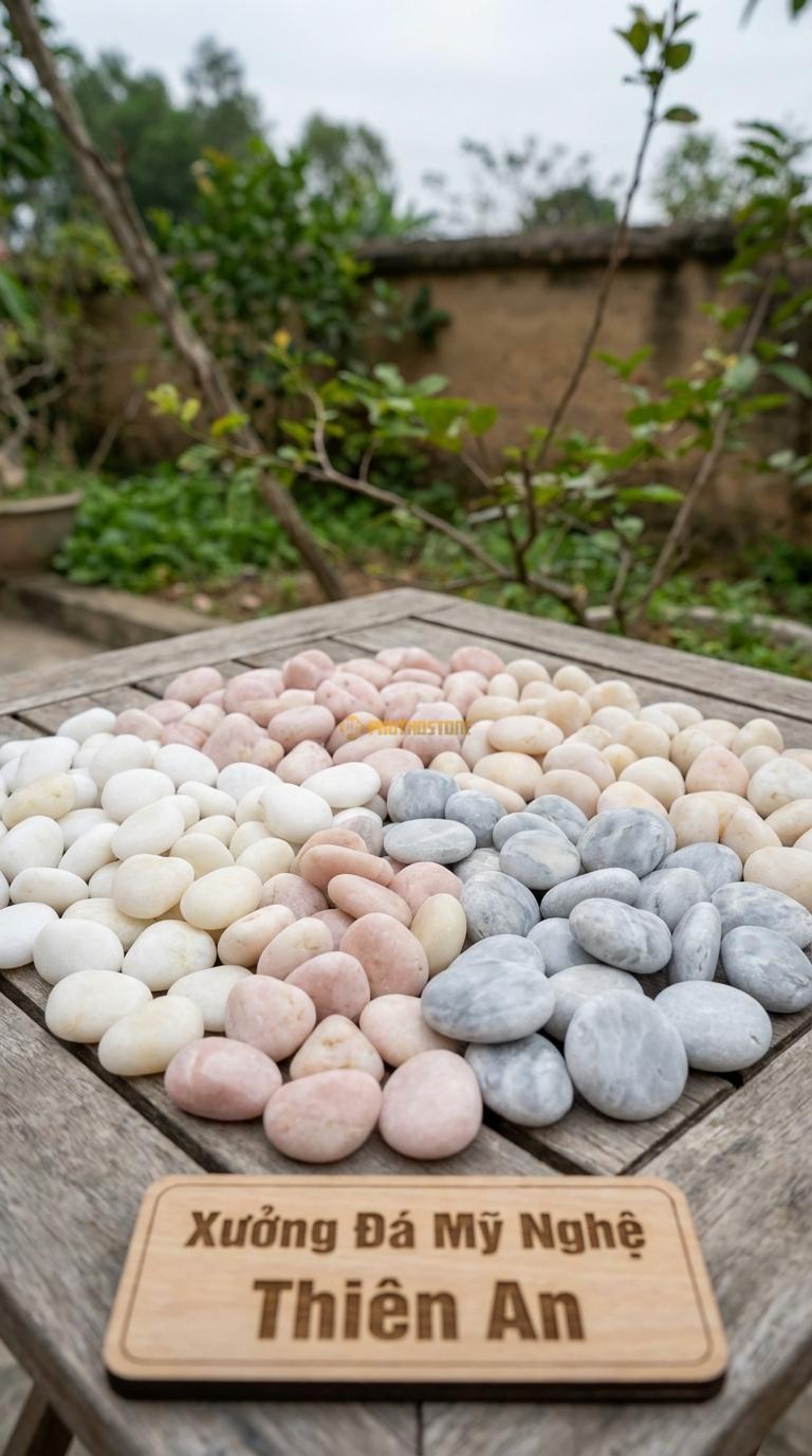 Sỏi Mix 3. Trắng quay, Hồng quay, Ghi xám quay Tỉ lệ (50, 30, 20). Size 3-5mm