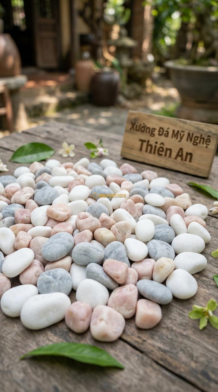 Sỏi Mix 3. Trắng quay, Hồng quay, Ghi xám quay Tỉ lệ (60, 25, 15). Size 3-5mm