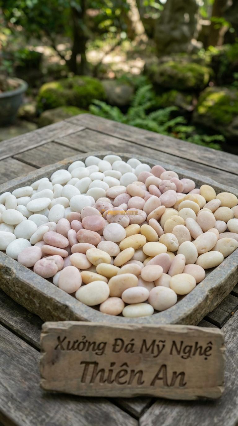 Sỏi Mix 3. Trắng quay, Hồng quay, Vàng quay Tỉ lệ (50, 30, 20). Size 3-5mm