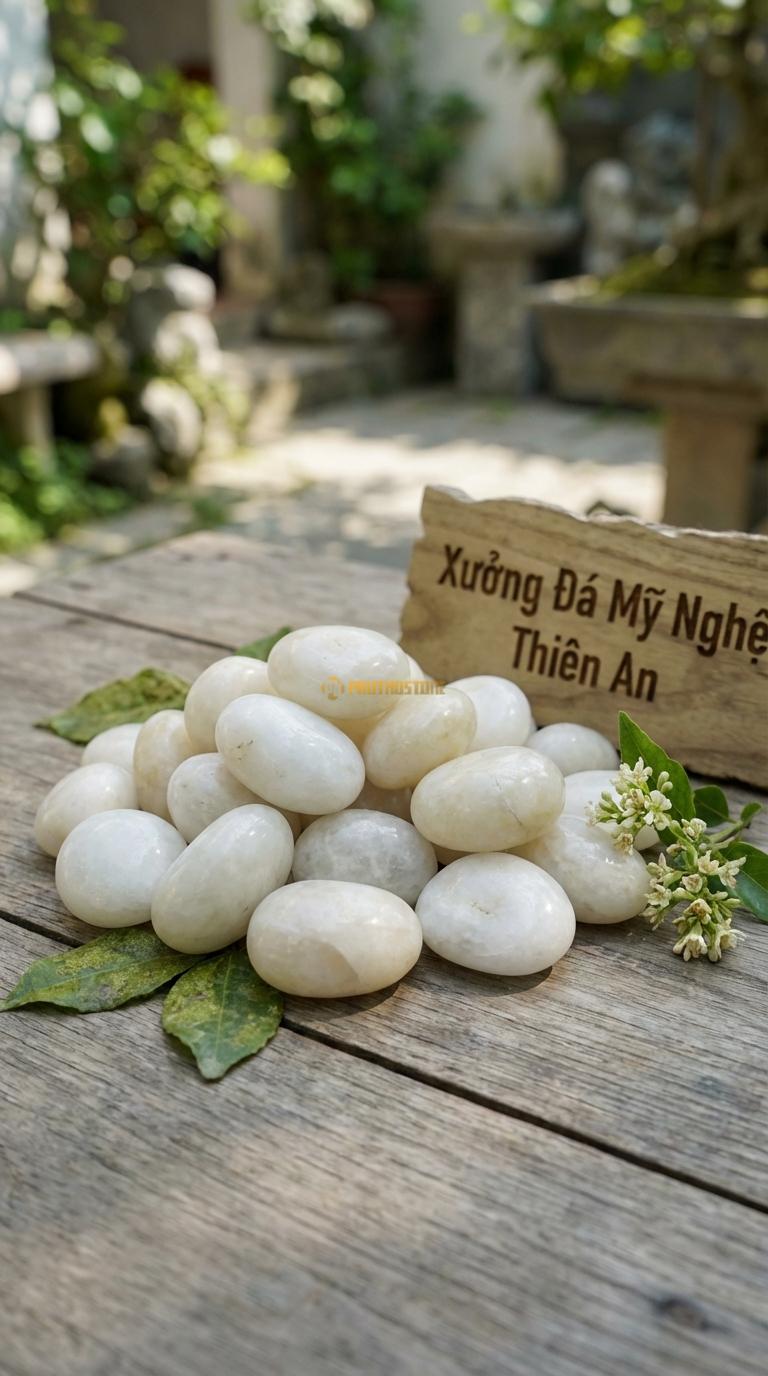 Sỏi trắng bóng dải sân vườn kích thước 1-2cm