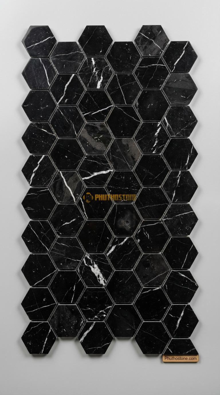 Đá Chẻ Đá Đen Chỉ Trắng 20×20 Lát Sân Trước Nhà
